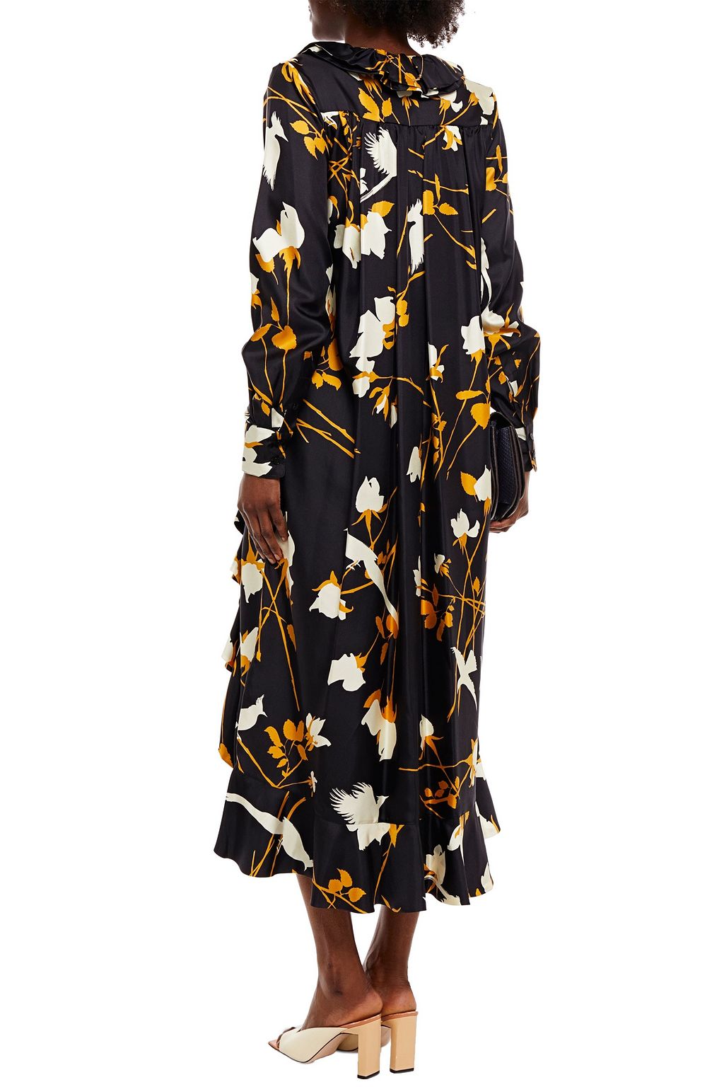 VICTORIA BECKHAM Ruffled floral-print twill midi dress