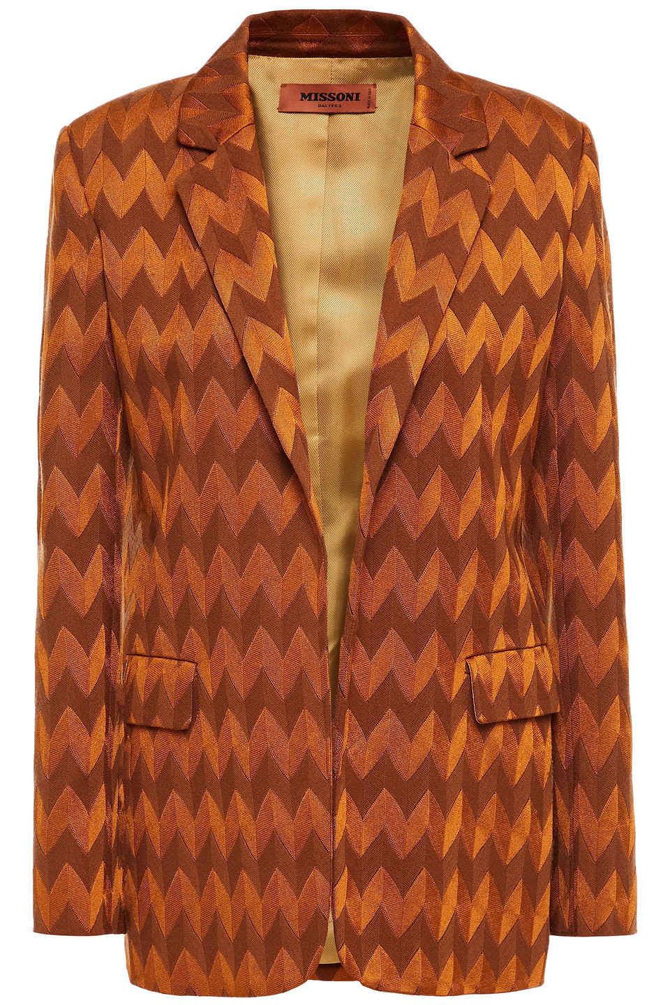 Missoni Woman Metallic Jacquard-knit Blazer Camel Size 40