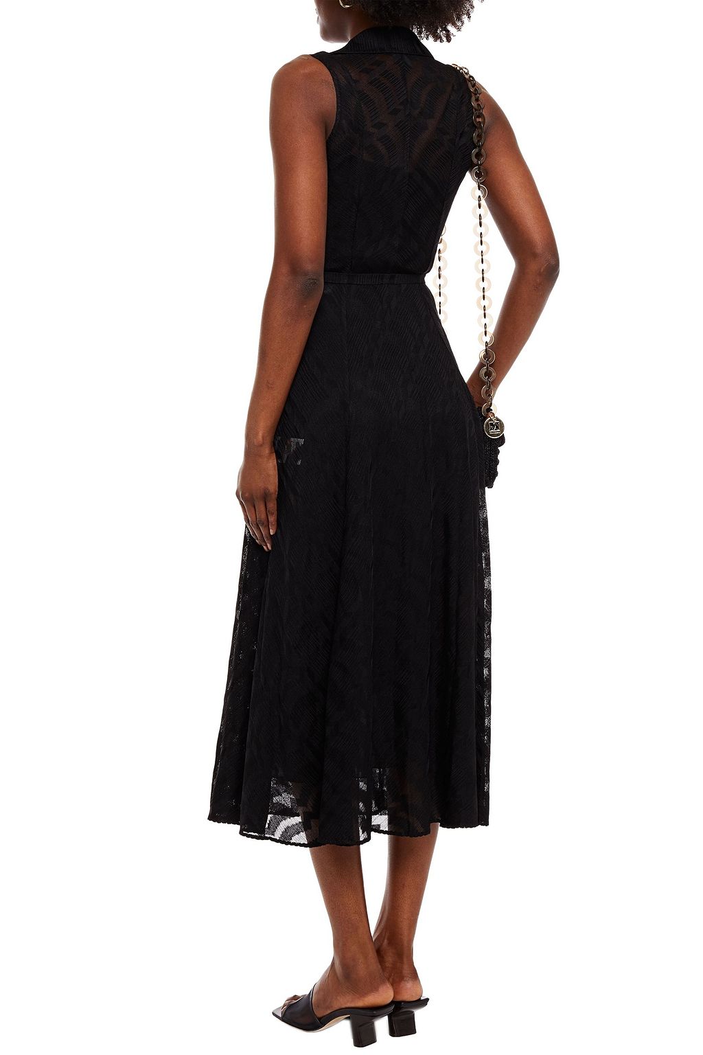 MISSONI Crochet-knit midi shirt dress