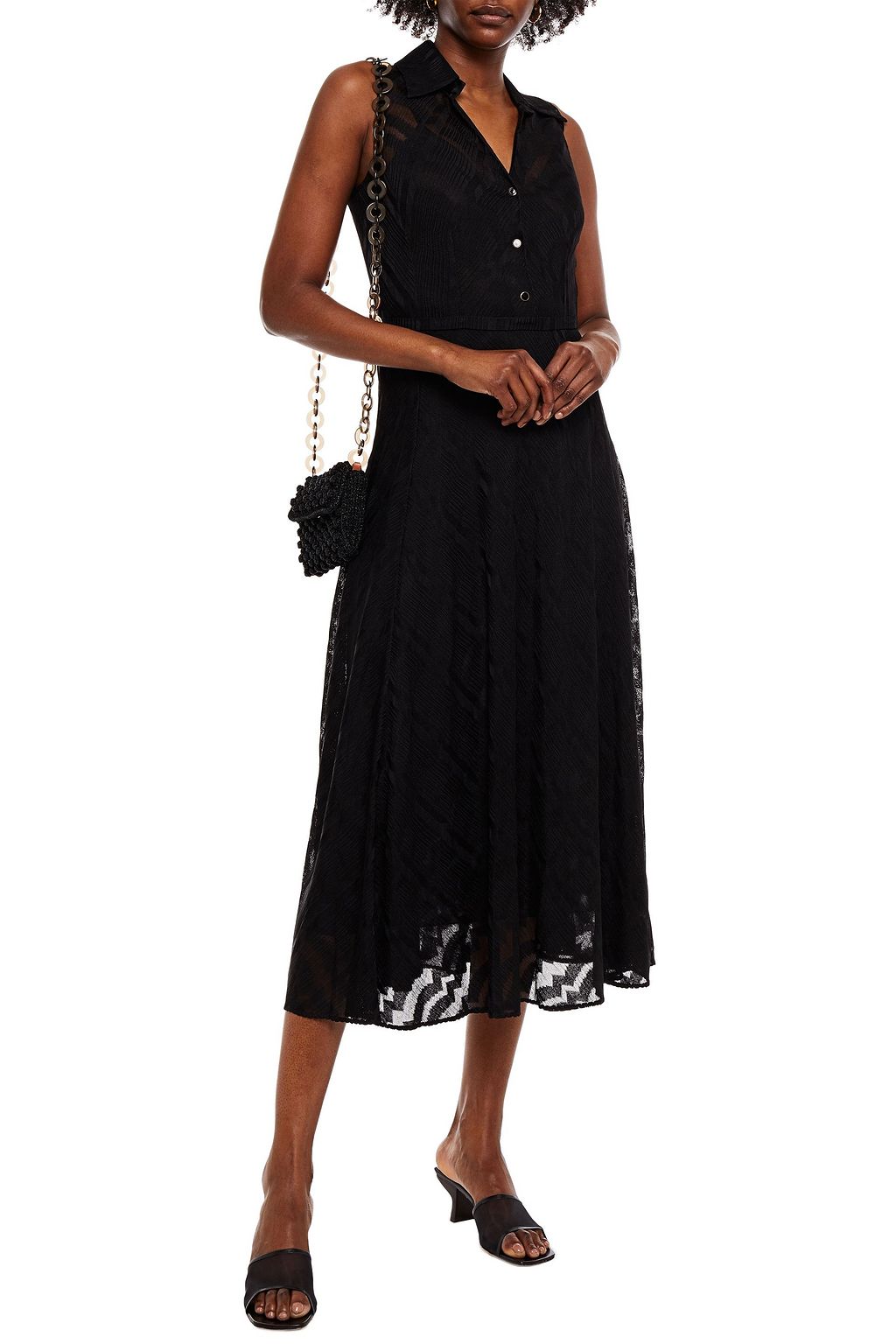 MISSONI Crochet-knit midi shirt dress