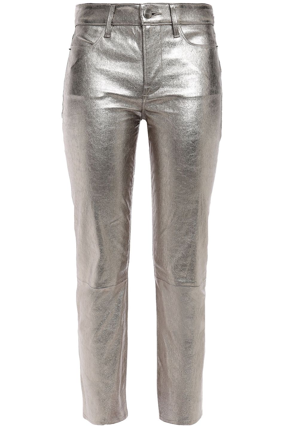 Platinum Metallic leather slim-leg 