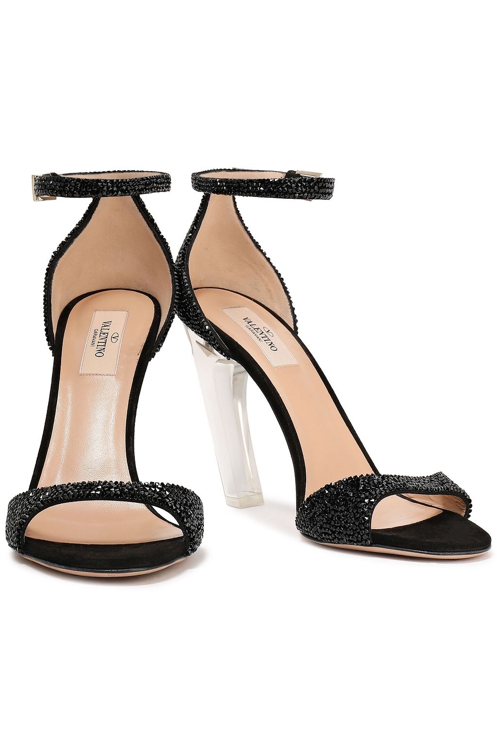 VALENTINO GARAVANI Crystal-embellished suede sandals