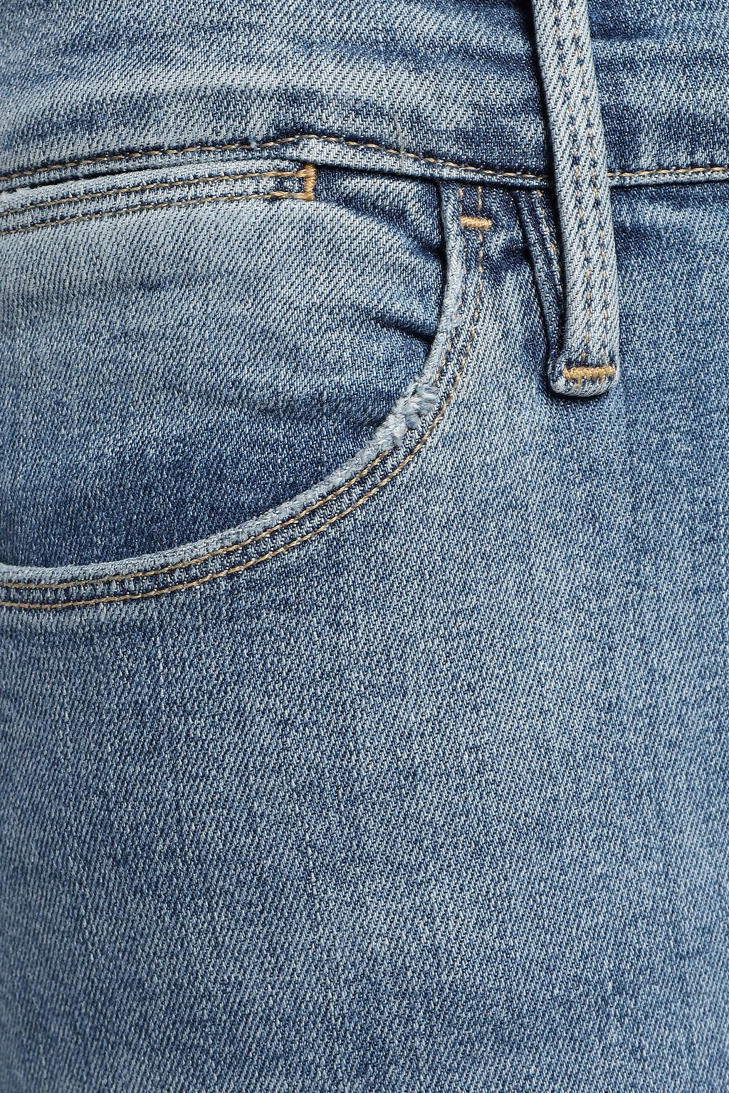 FRAME Cropped frayed mid-rise skinny jeans