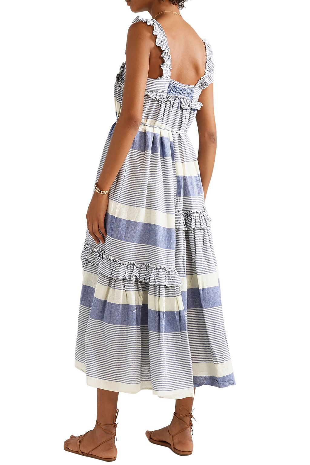 APIECE APART Lypie ruffle-trimmed striped cotton-gauze maxi dress