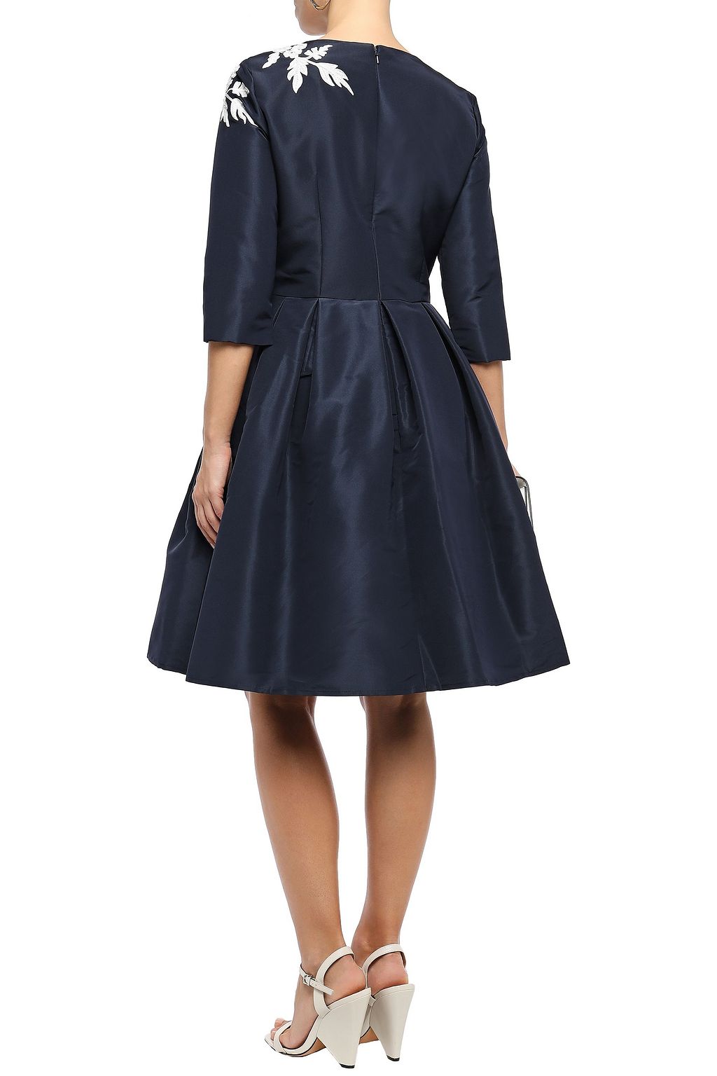 CAROLINA HERRERA Flared embellished silk-taffeta dress