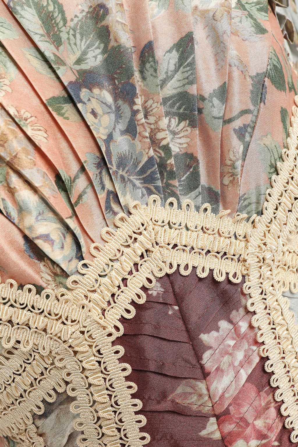 ZIMMERMANN Pleated appliquéd floral-print silk mini dress