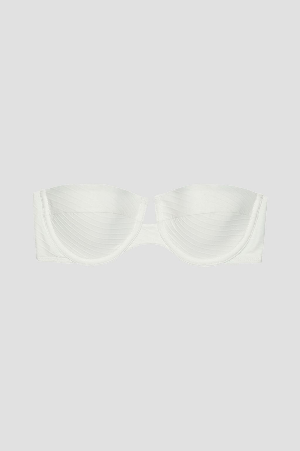white ribbed bandeau bikini