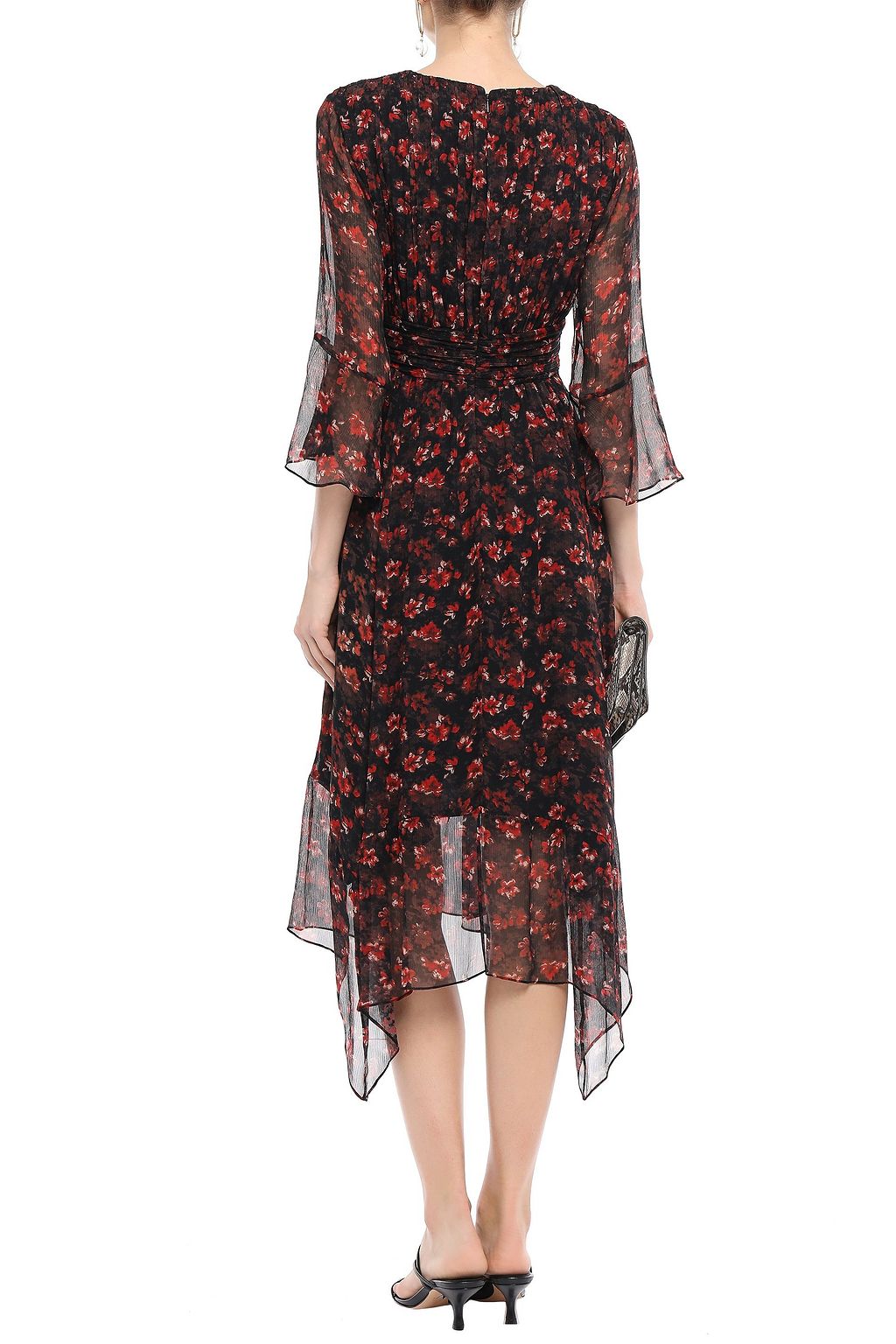 RACHEL ZOE Asymmetric floral-print silk-georgette dress