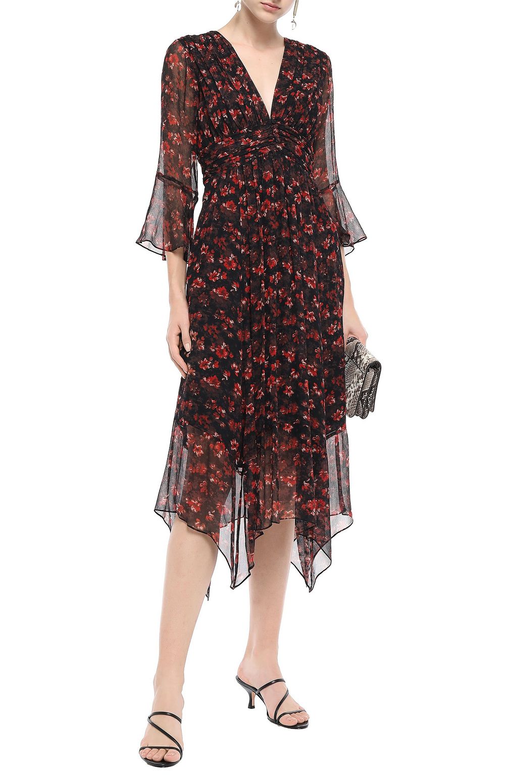 RACHEL ZOE Asymmetric floral-print silk-georgette dress
