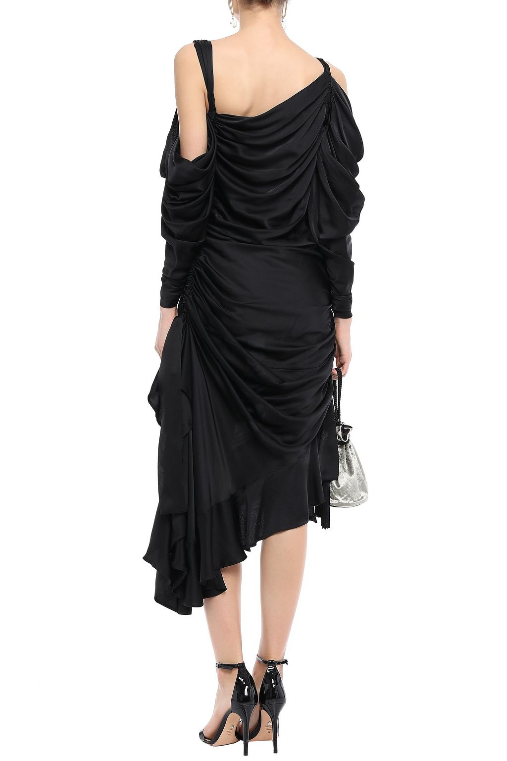 ZIMMERMANN Tie-detailed ruched silk-satin dress