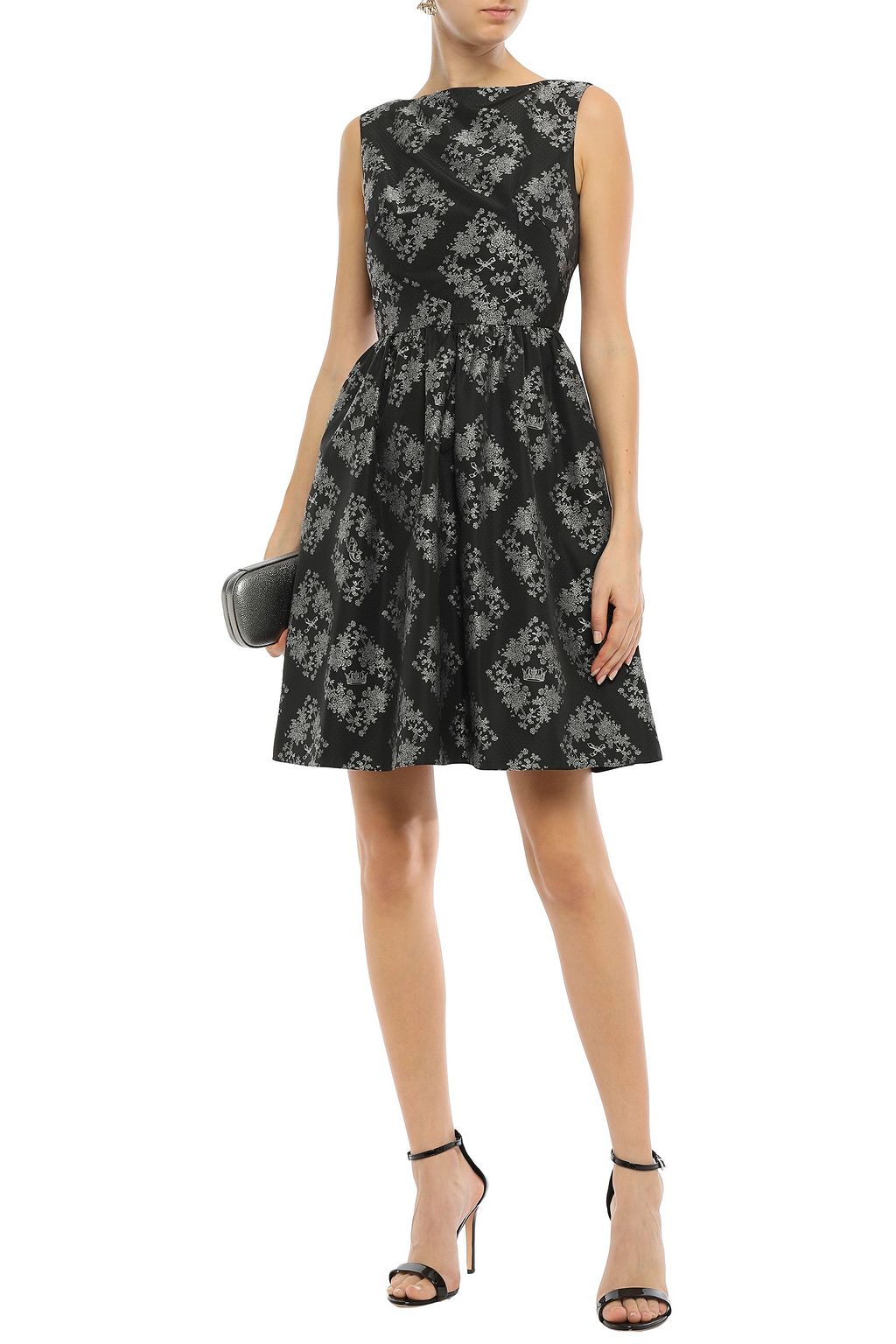 ERDEM Gathered printed taffeta mini dress