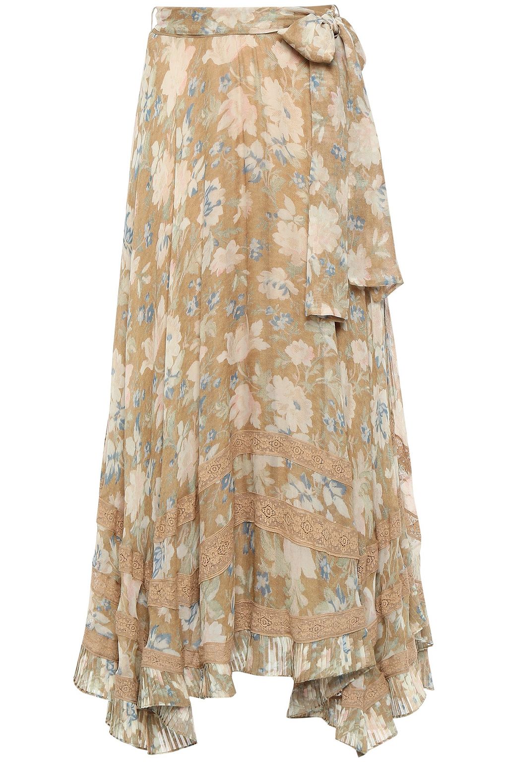 ZIMMERMANN Asymmetric belted floral-print silk-chiffon skirt | Sale up ...