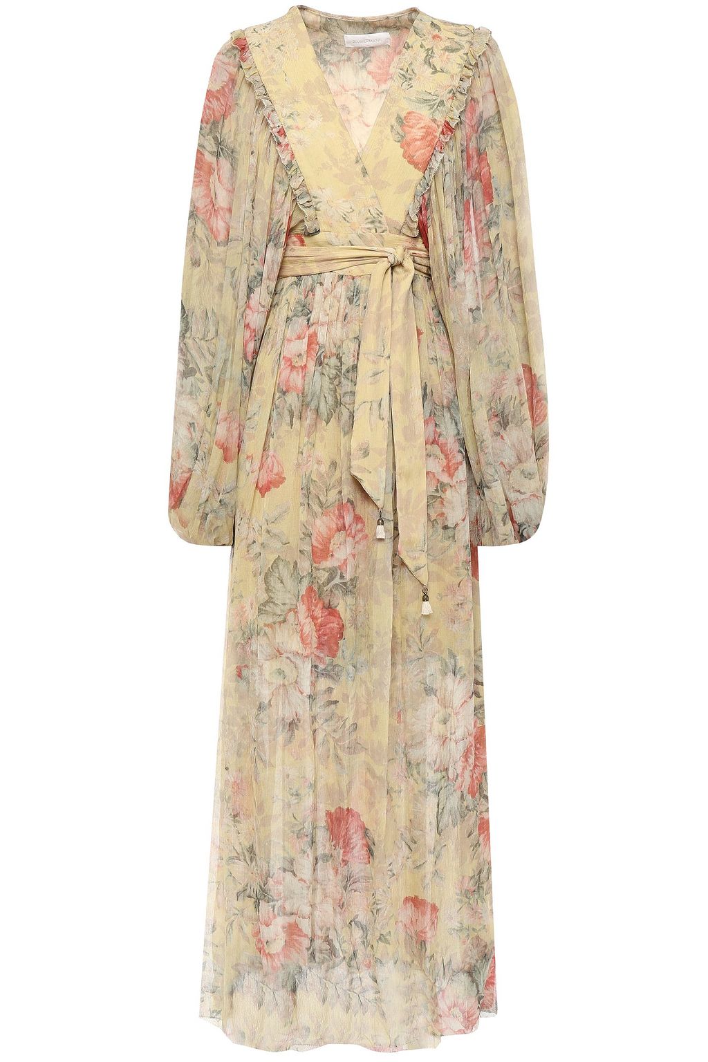 mustard silk wrap dress