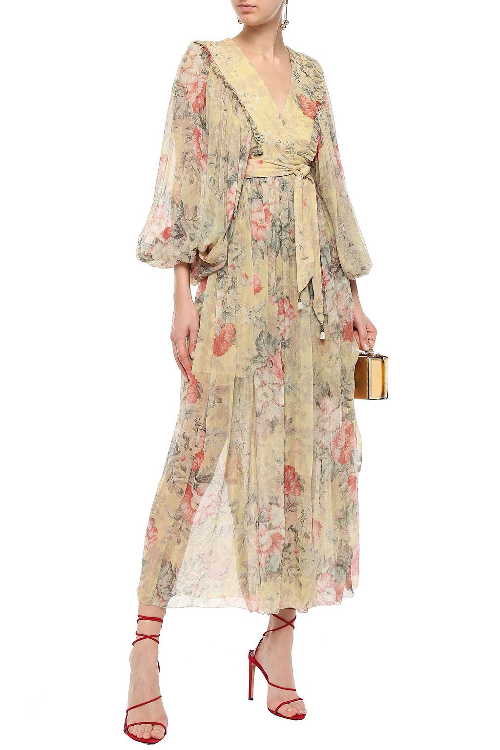 ZIMMERMANN Floral-print silk-georgette midi wrap dress