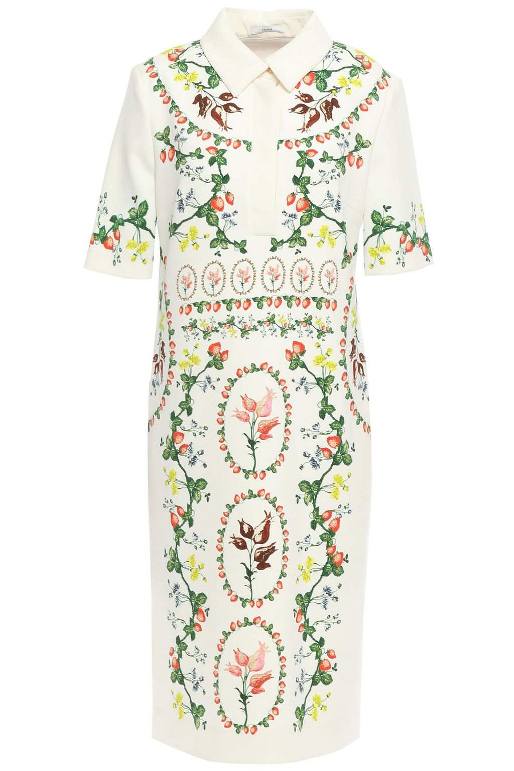 white printed crepe dress