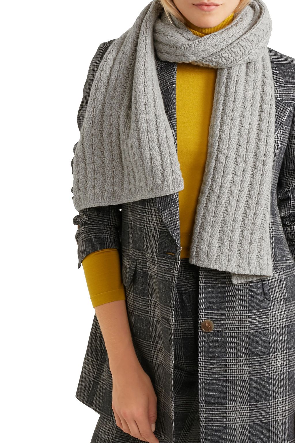 PORTOLANO Cable-knit cashmere scarf