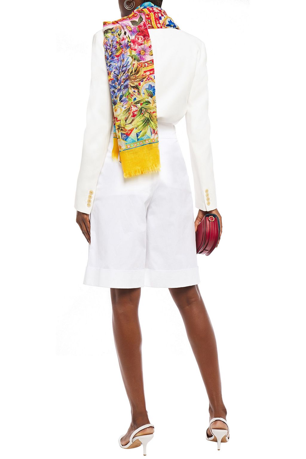 DOLCE&GABBANA Frayed printed cashmere-gauze scarf
