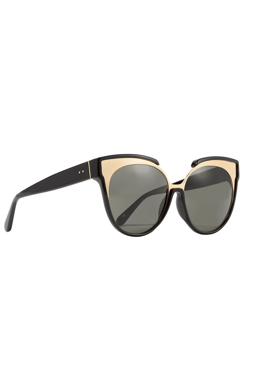 LINDA FARROW Cat-eye gold-tone and acetate sunglasses