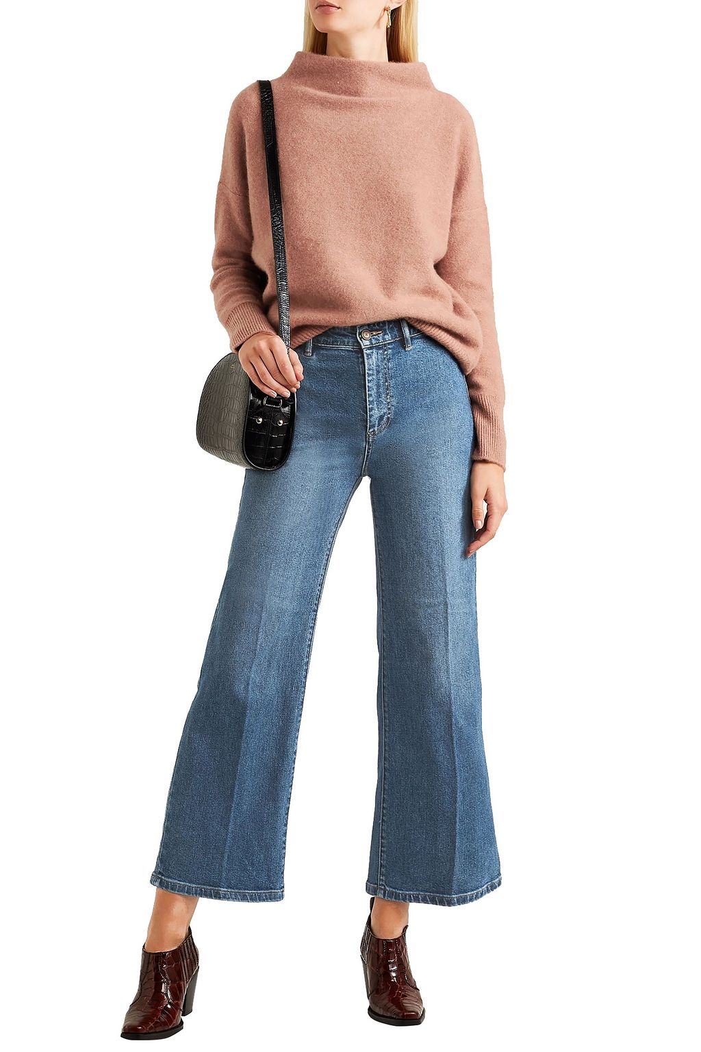 VINCE. Cropped mid-rise wide-leg jeans