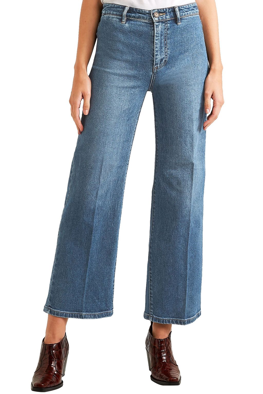 VINCE. Cropped mid-rise wide-leg jeans