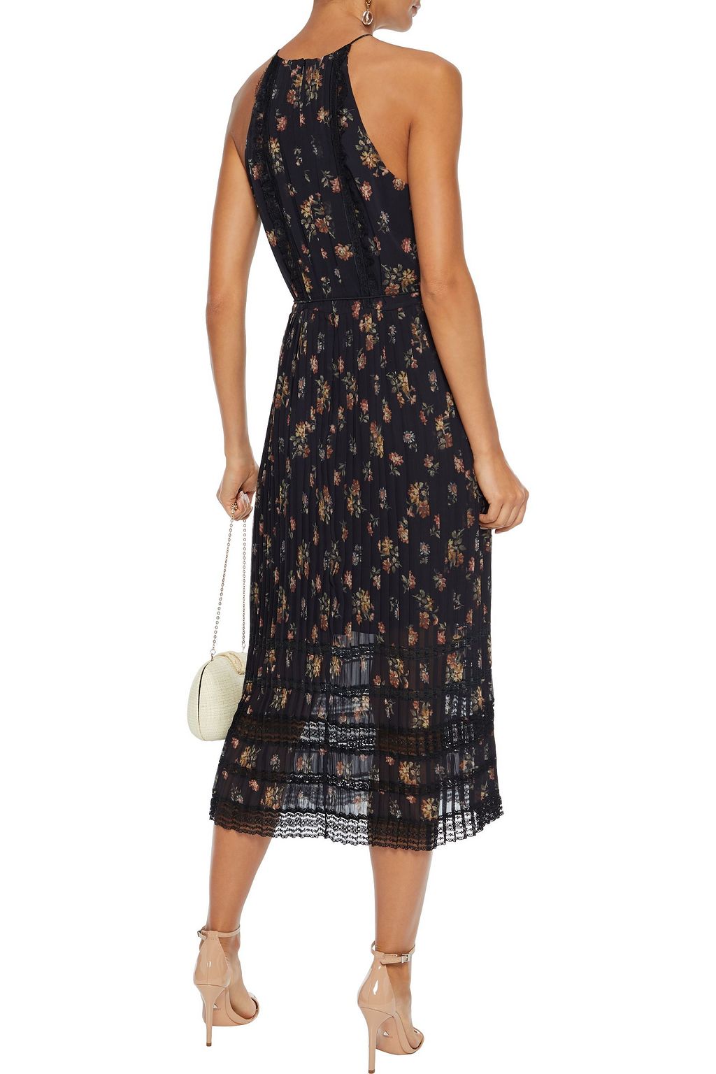 ZIMMERMANN Pleated lace-trimmed floral-print chiffon midi dress