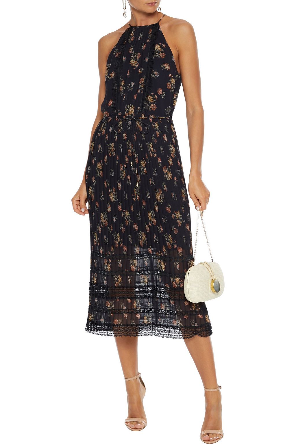 ZIMMERMANN Pleated lace-trimmed floral-print chiffon midi dress