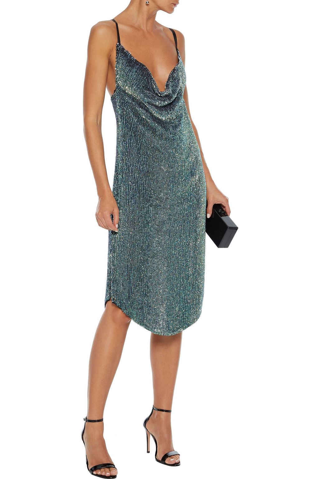 RETROFÊTE Melissa draped sequined chiffon dress