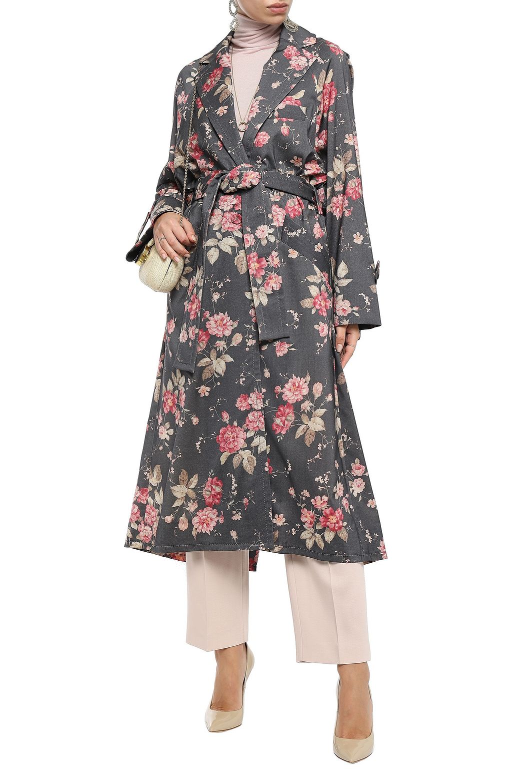 ZIMMERMANN Floral-print wool-blend twill trench coat