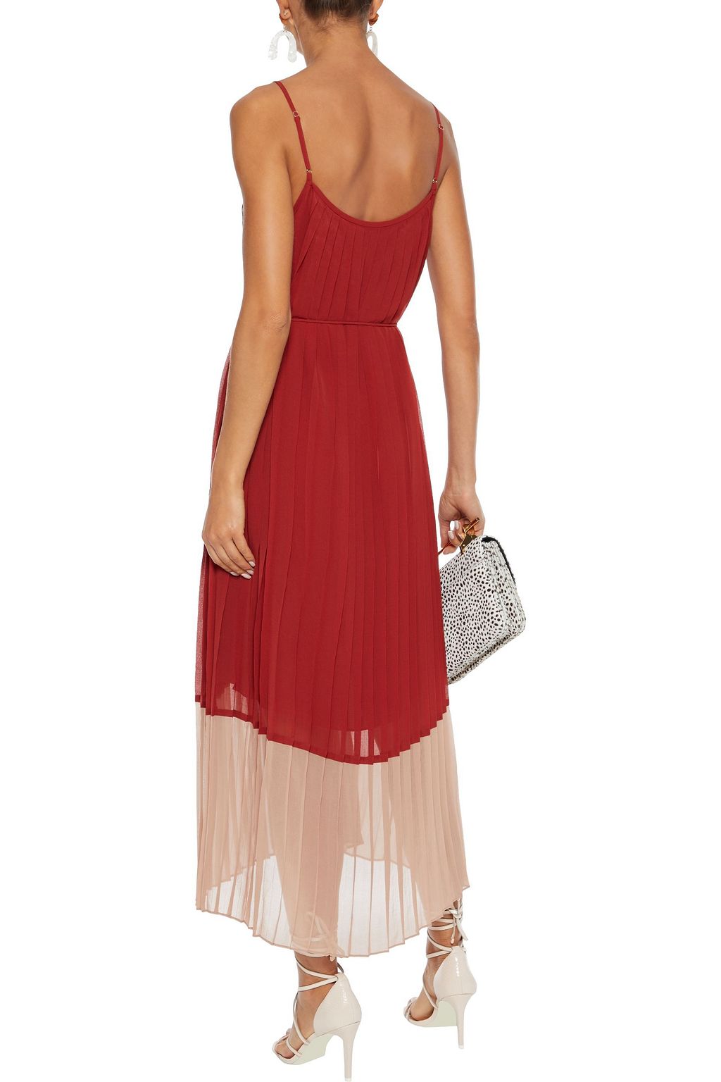 ZIMMERMANN Pleated two-tone crepe de chine midi dress