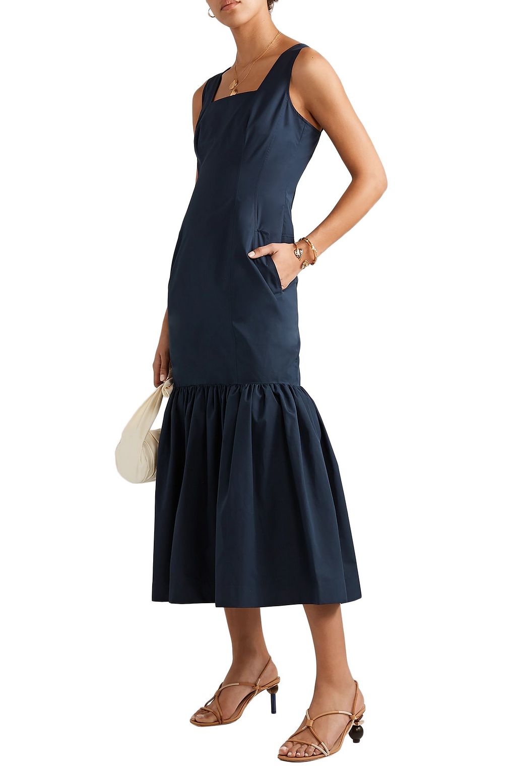 DEREK LAM Gathered cotton-taffeta midi dress