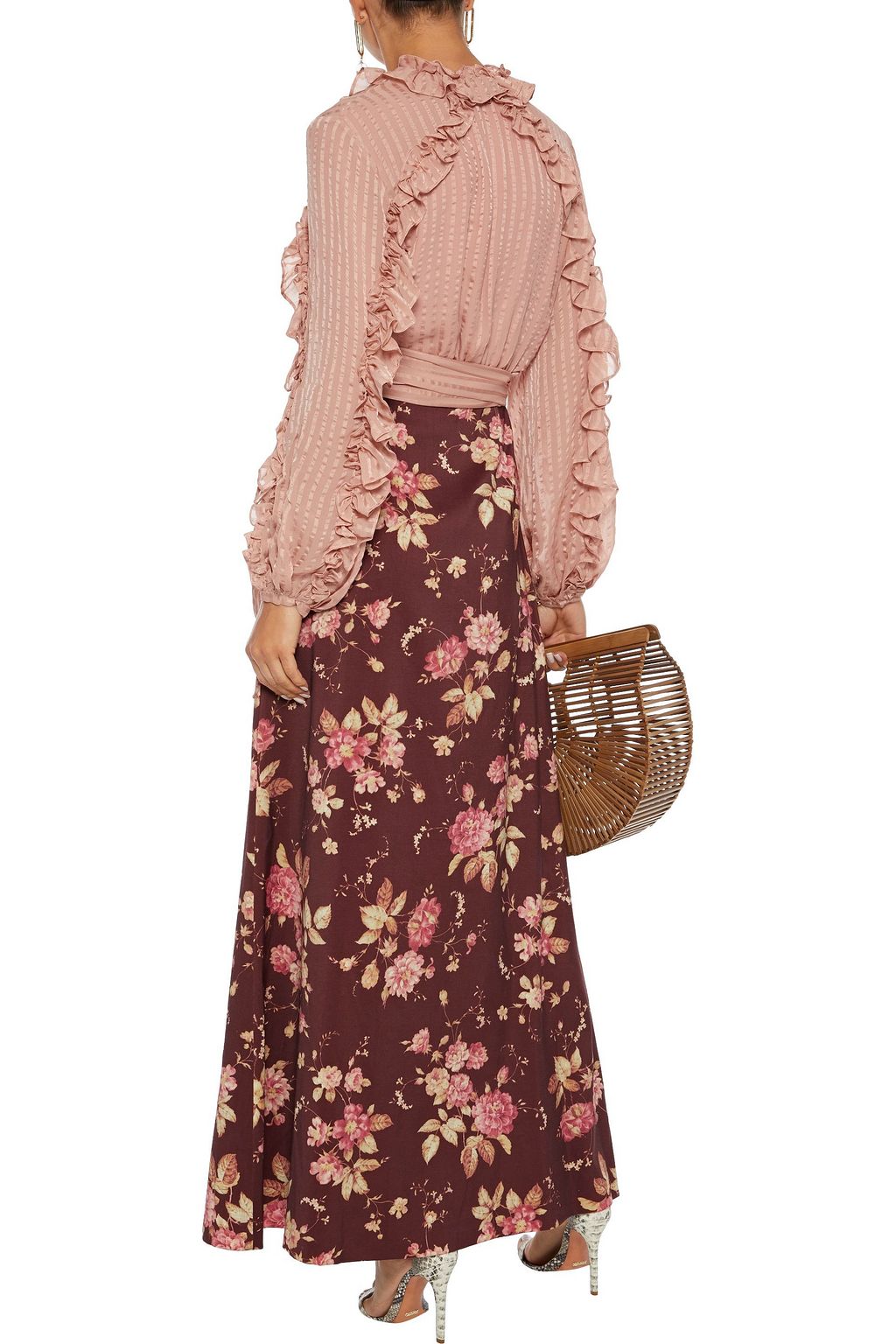 ZIMMERMANN Unbridled Contour floral-print wool-blend twill maxi skirt