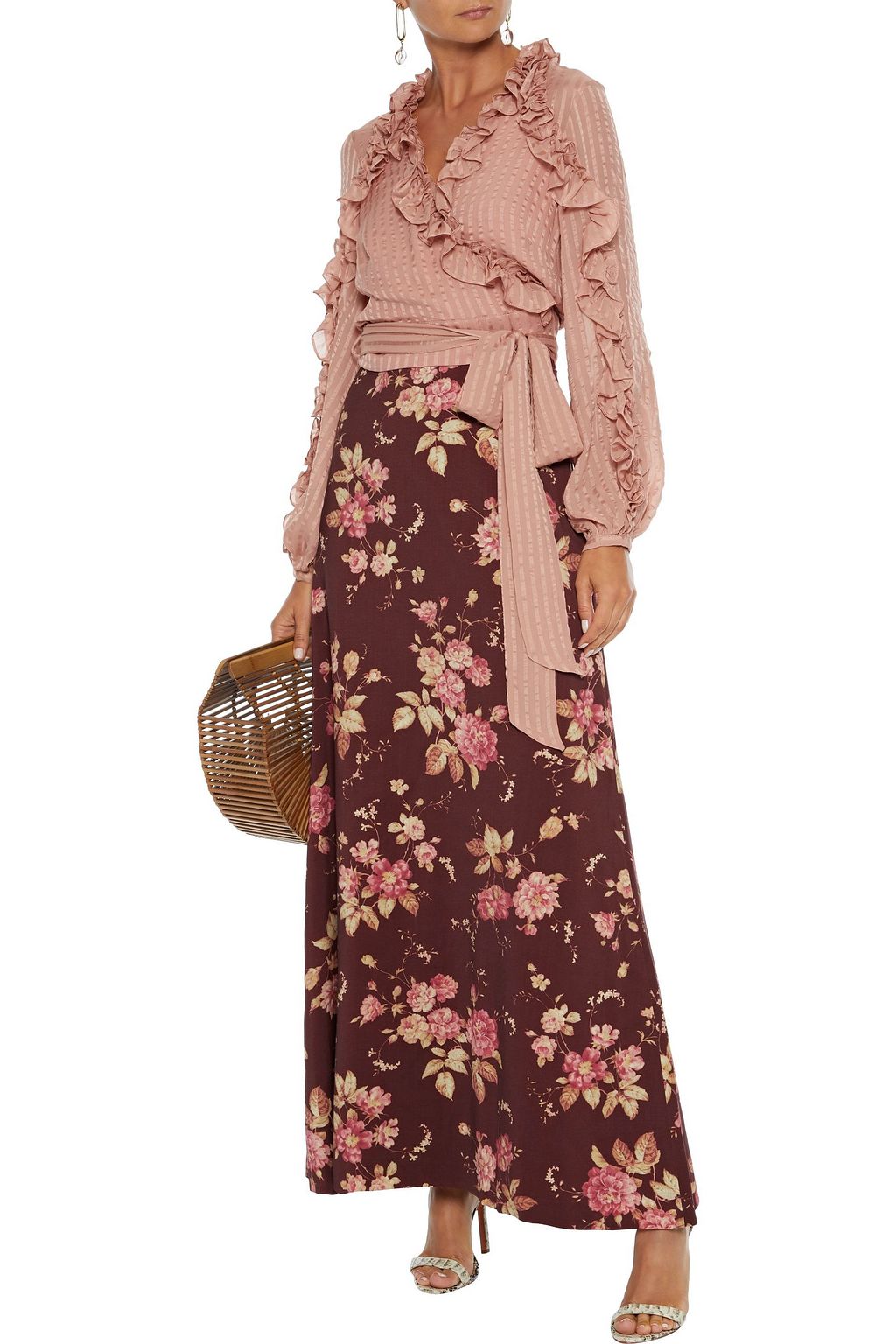 ZIMMERMANN Unbridled Contour floral-print wool-blend twill maxi skirt