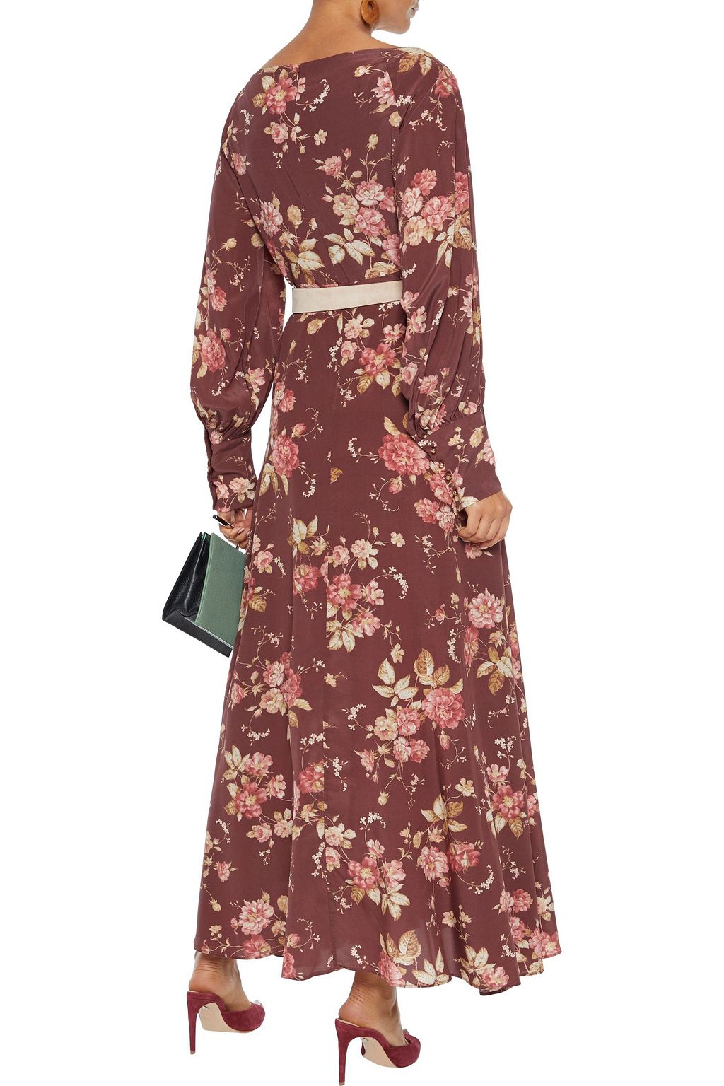ZIMMERMANN Gathered printed silk-blend crepe de chine maxi dress