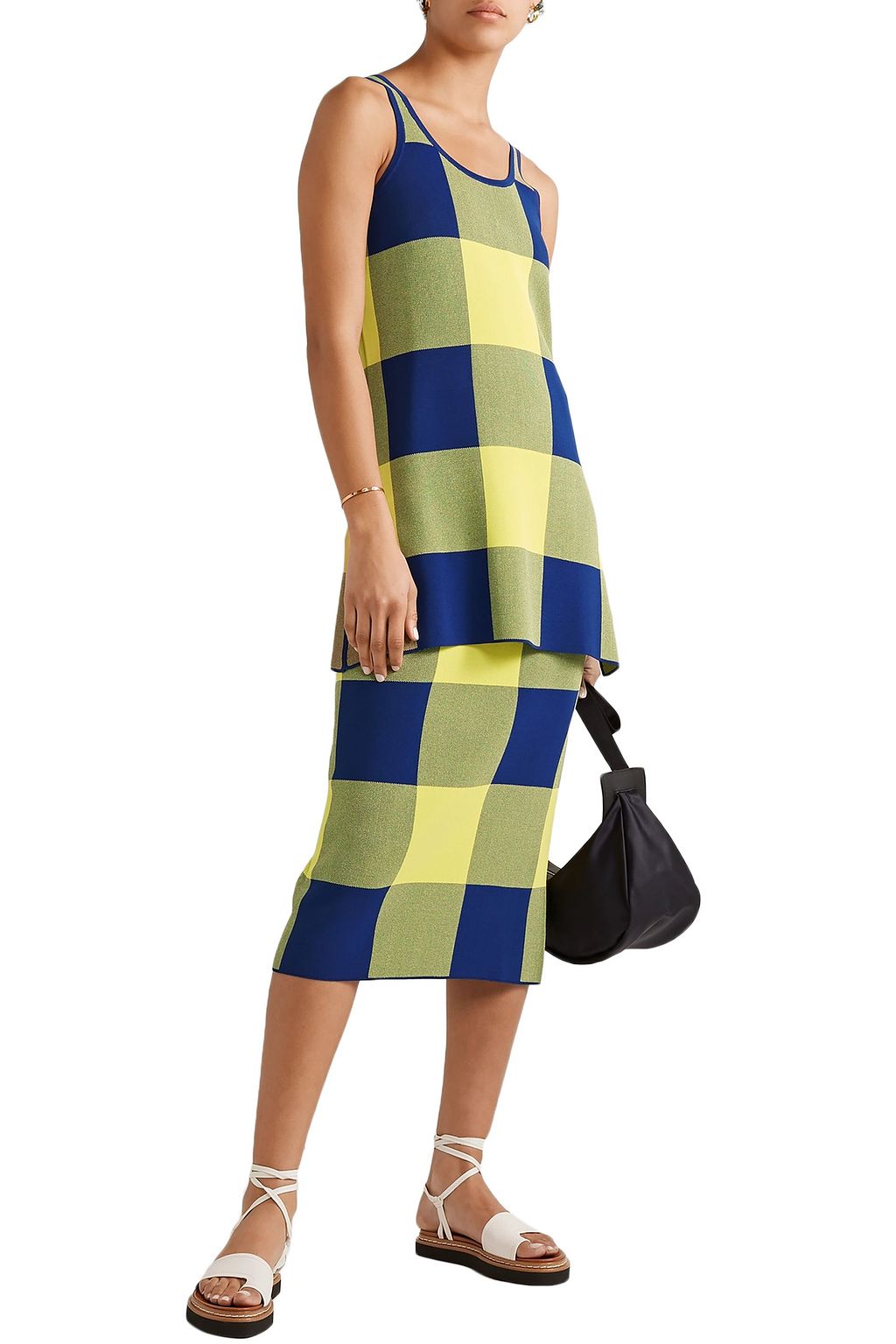 DEREK LAM Gingham jacquard-knit top