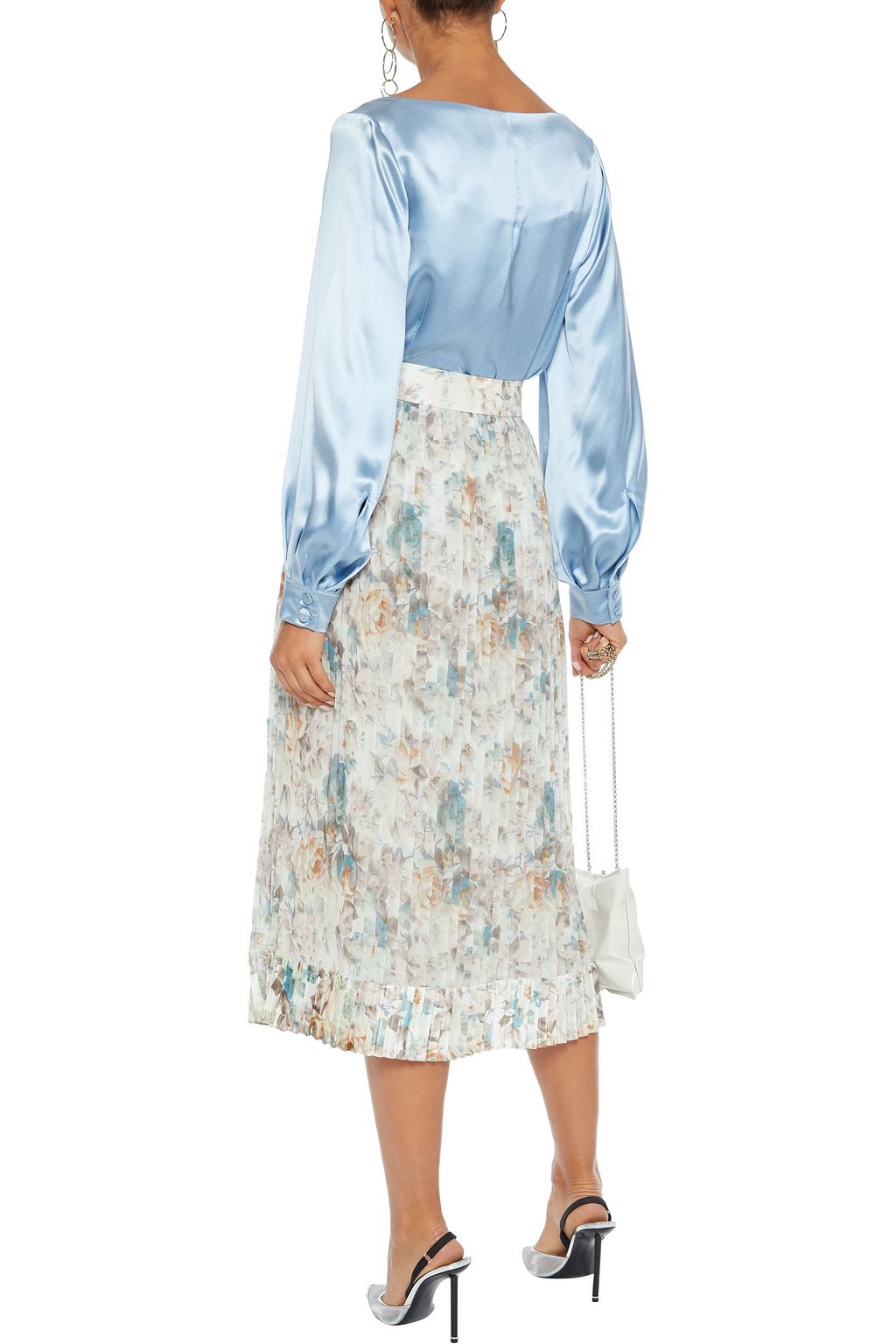 ZIMMERMANN Fleeting Folds pleated floral-print georgette midi skirt