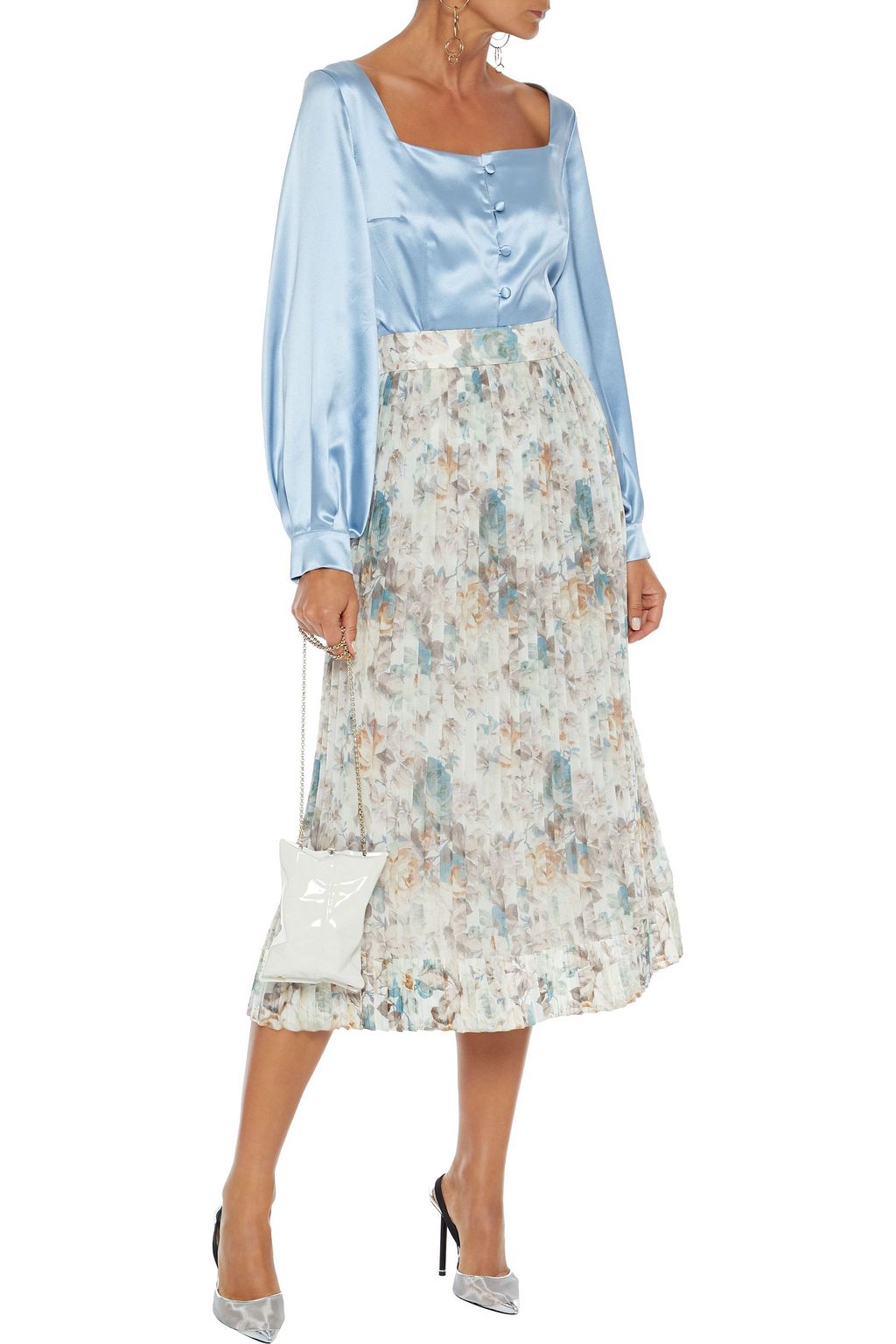 ZIMMERMANN Fleeting Folds pleated floral-print georgette midi skirt