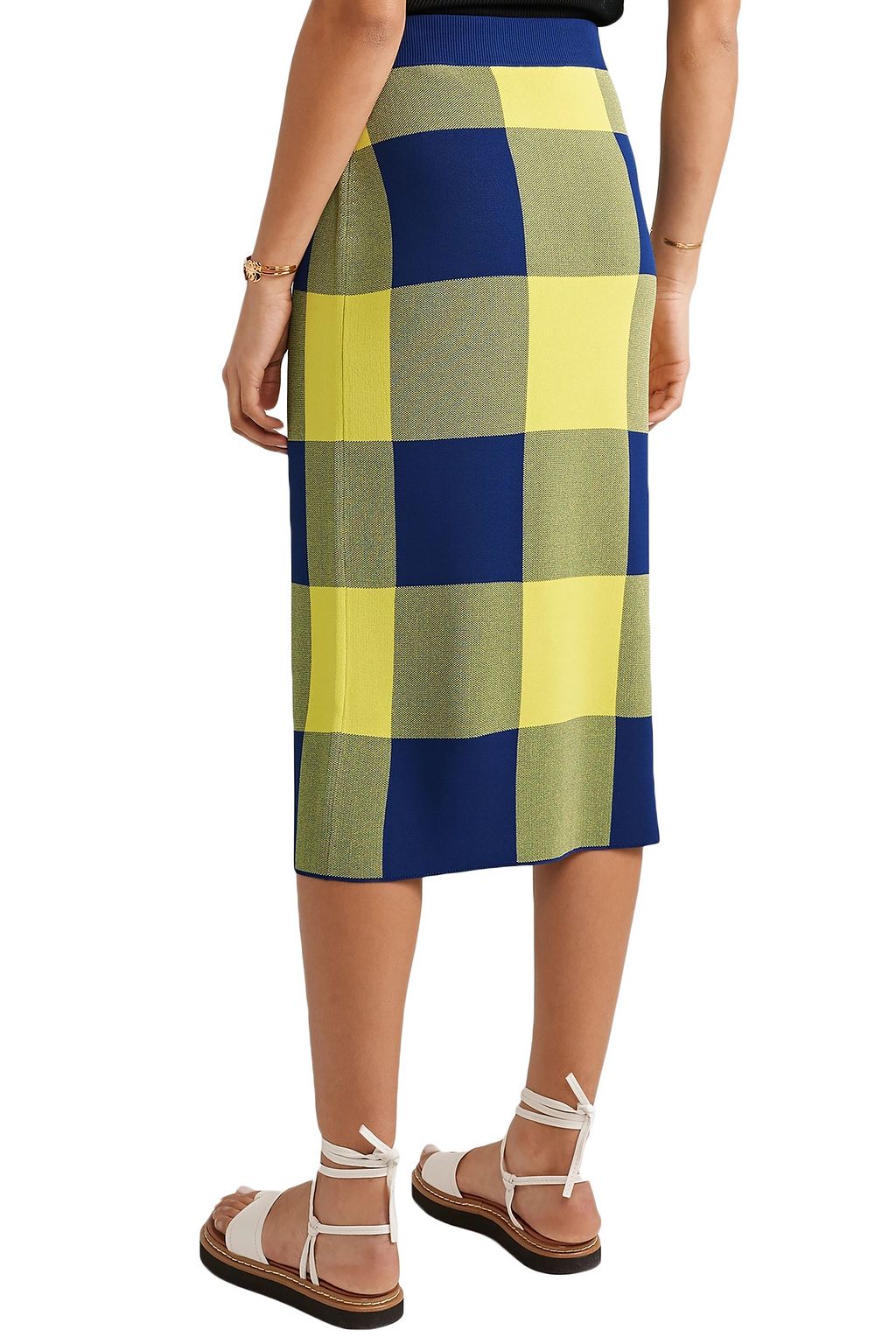 DEREK LAM Gingham jacquard-knit midi skirt