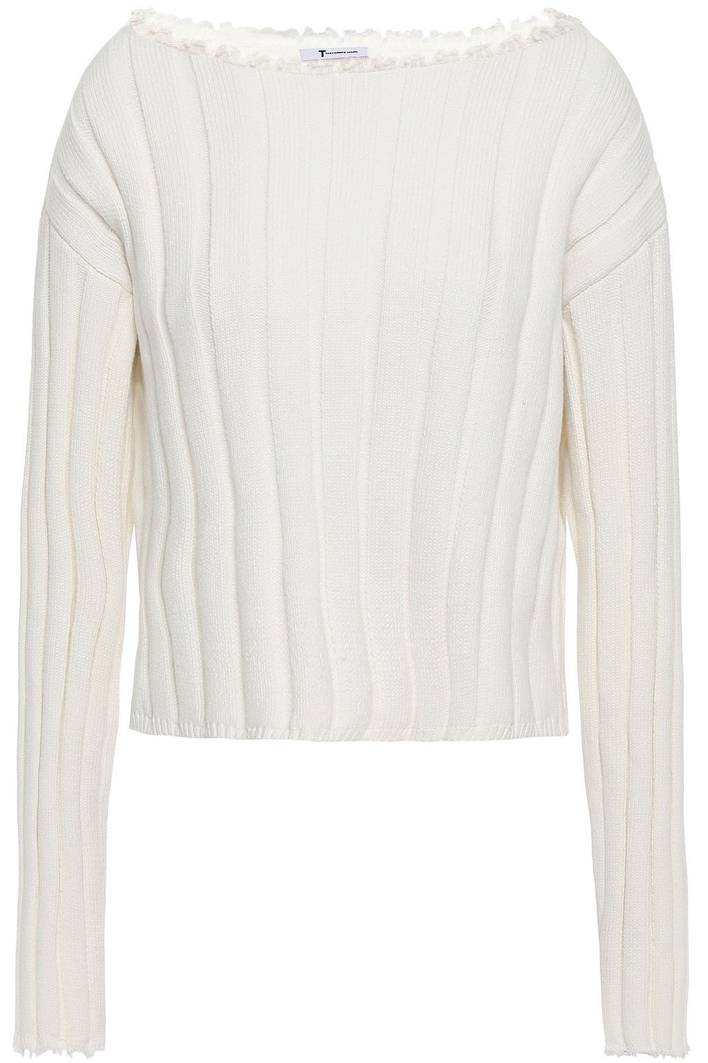 Ivory Cropped Ribbed Cotton Blend Sweater Sale Up To 70 Off The Outnet Alexanderwang T The Outnet