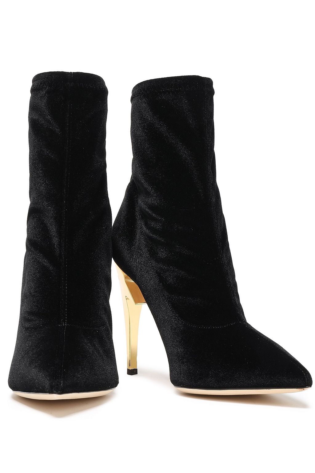 GIUSEPPE ZANOTTI Embellished stretch-velvet sock boots