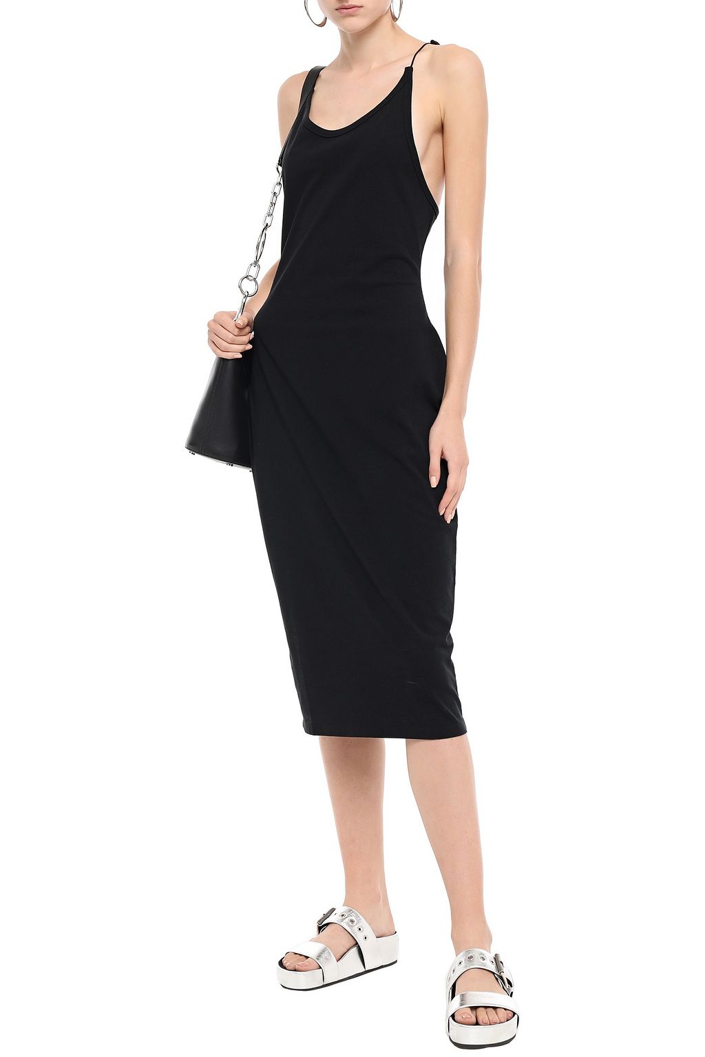 ALEXANDERWANG.T Tie-detailed cotton-jersey midi dress