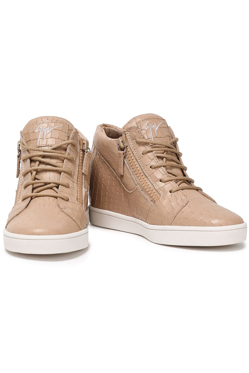 GIUSEPPE ZANOTTI Ilean croc-effect leather wedge sneakers