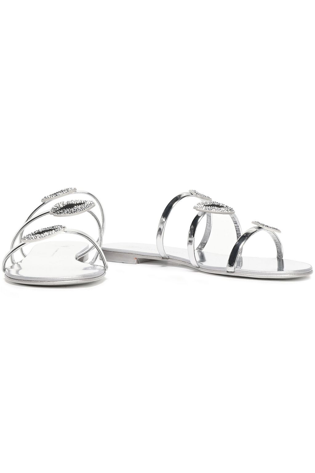 GIUSEPPE ZANOTTI Anya Bouche crystal-embellished mirrored-leather sandals