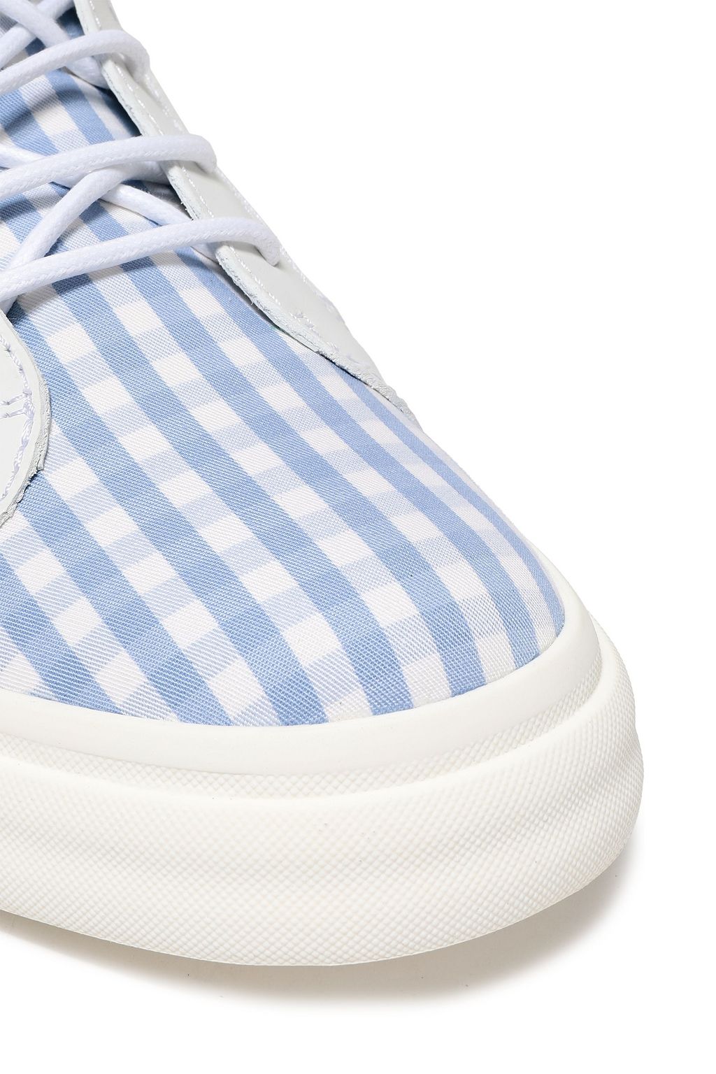 GIUSEPPE ZANOTTI Kriss leather and gingham cotton-twill high-top sneakers