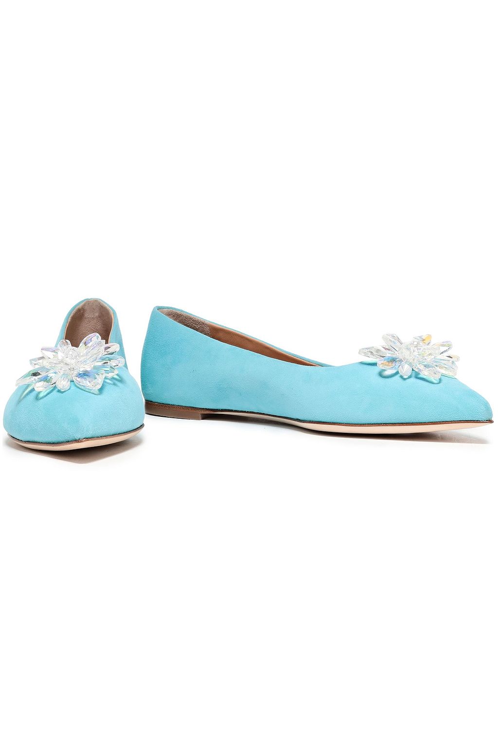 GIUSEPPE ZANOTTI Lucrezia 05 crystal-embellished suede point-toe flats