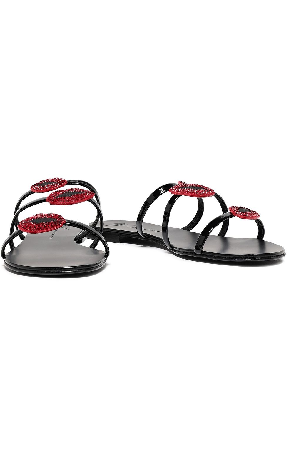 GIUSEPPE ZANOTTI Anya Bouche crystal-embellished patent-leather sandals