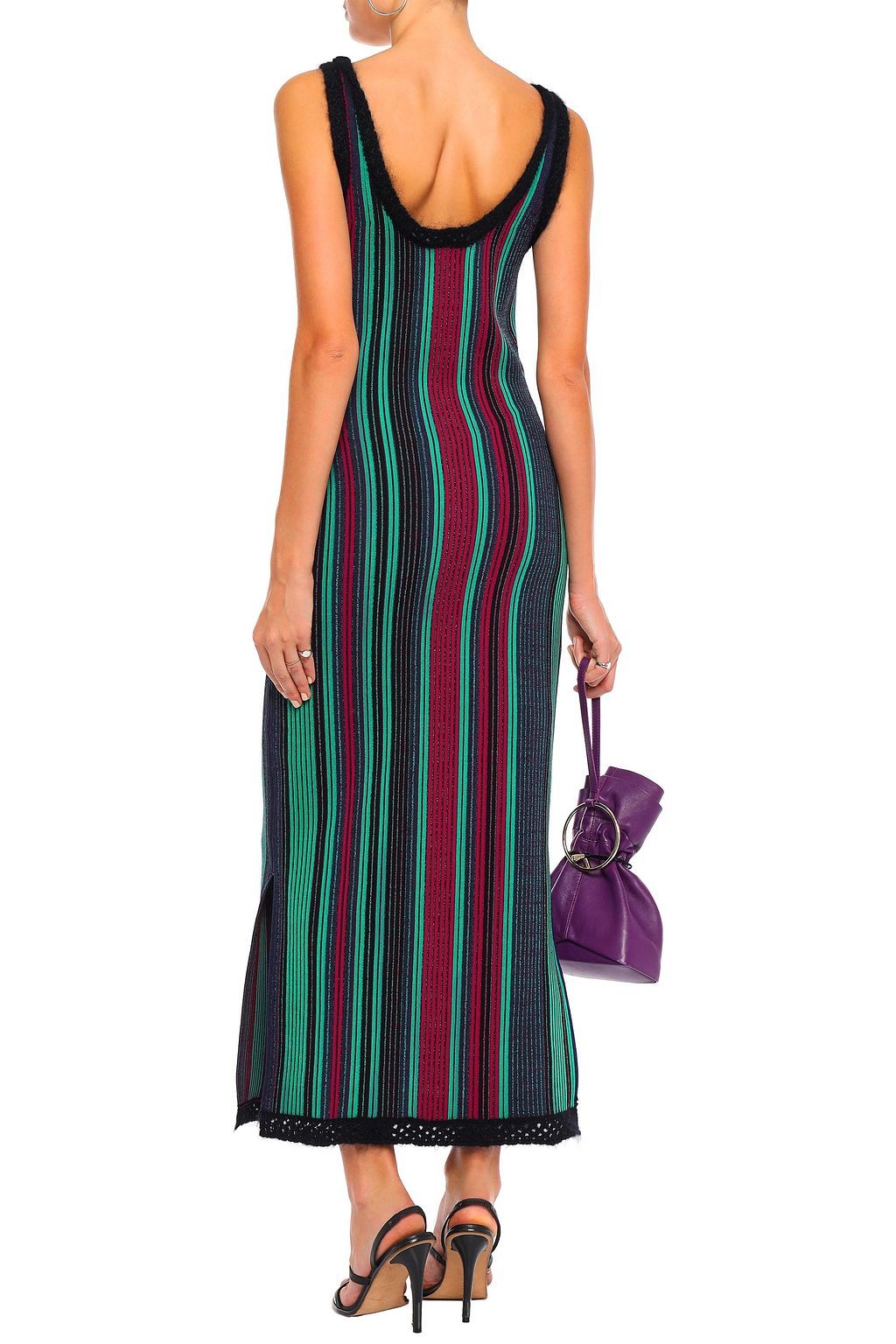 3.1 PHILLIP LIM Crochet-trimmed striped jacquard-knit midi dress