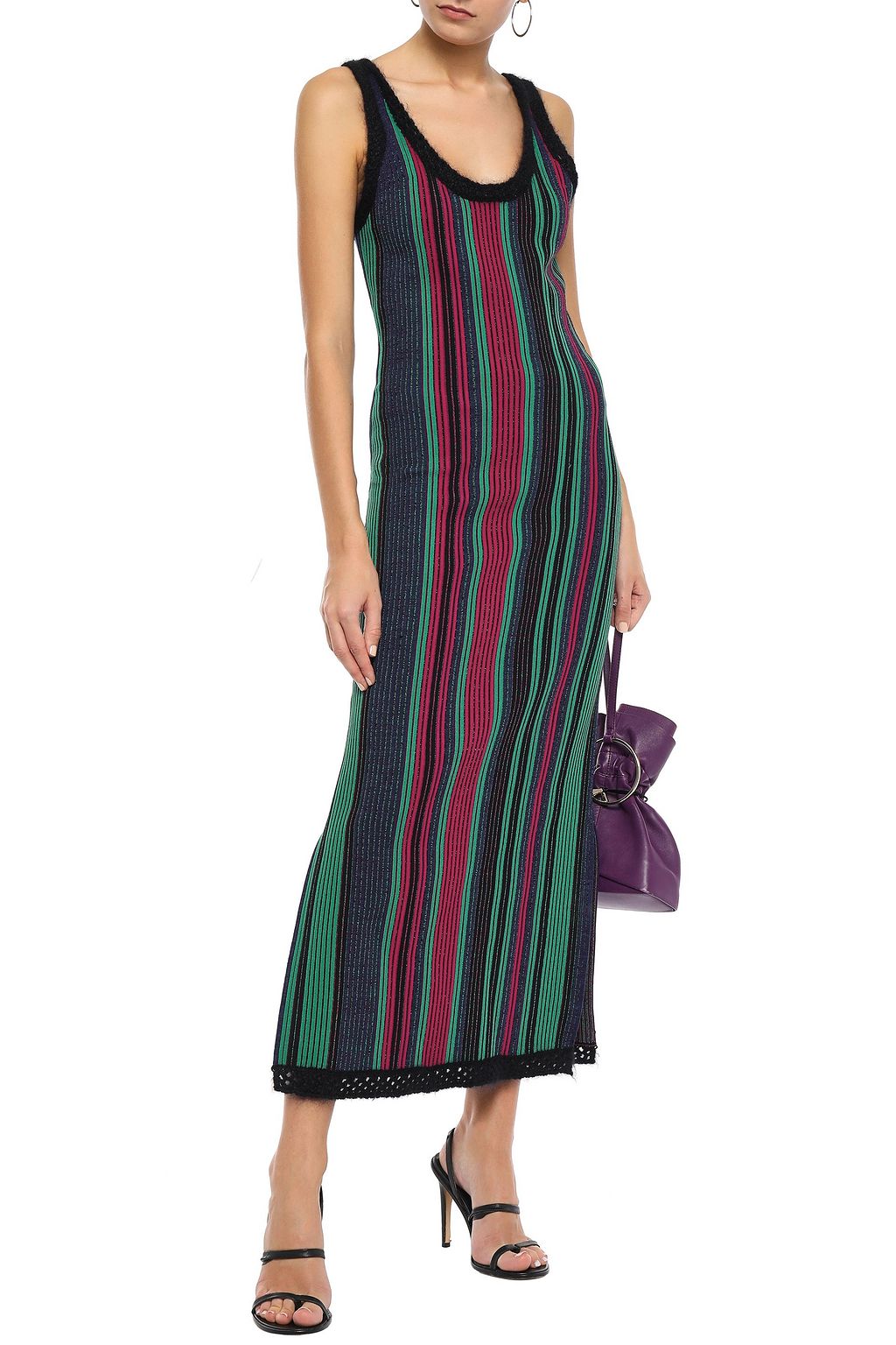 3.1 PHILLIP LIM Crochet-trimmed striped jacquard-knit midi dress