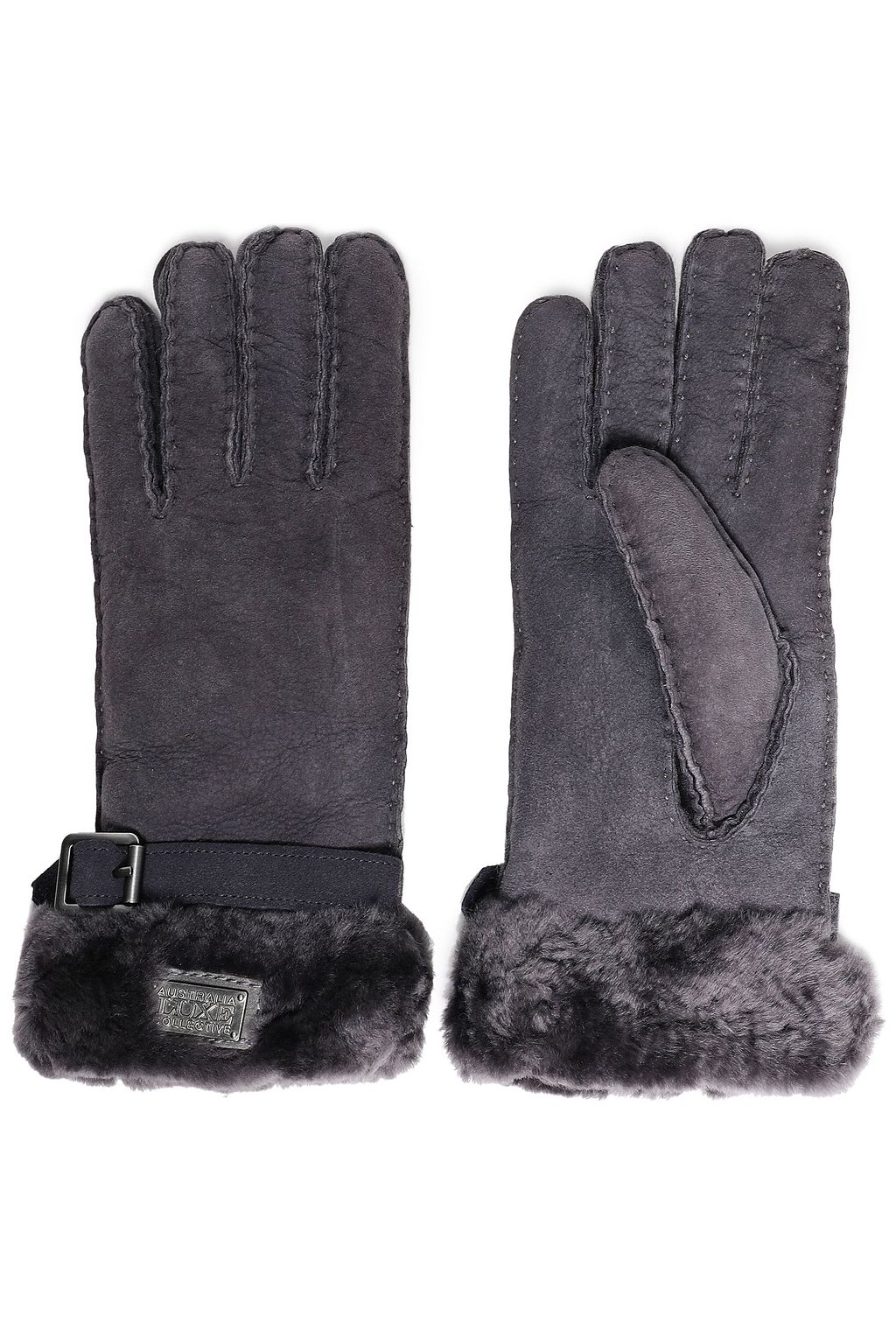 dark grey leather gloves