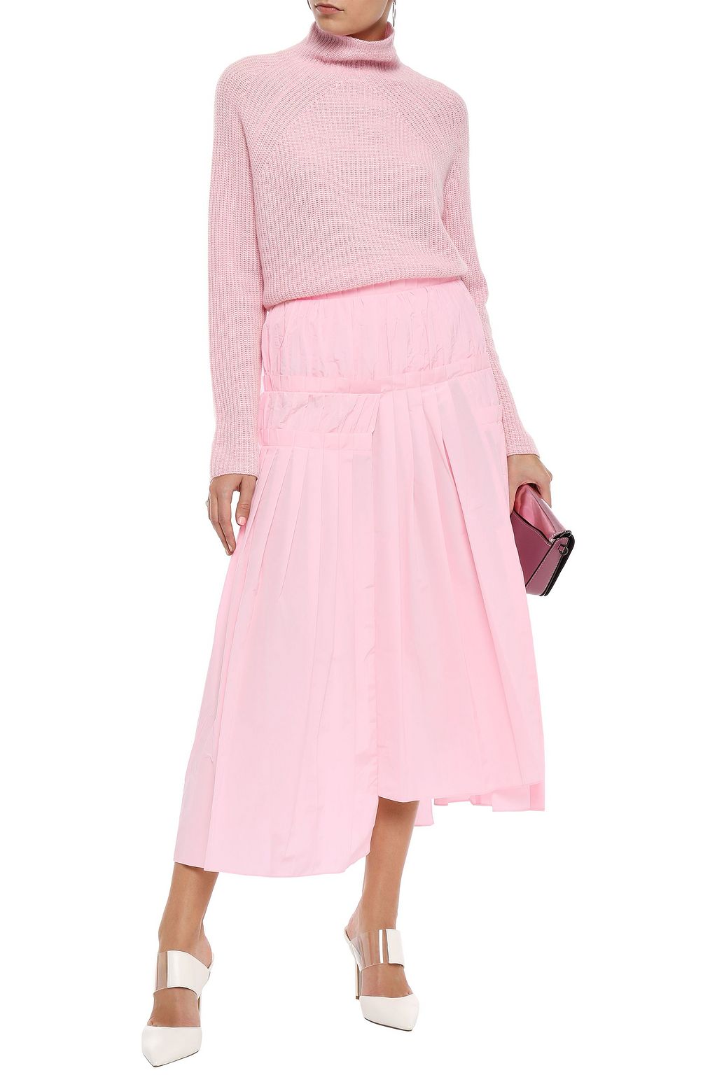 3.1 PHILLIP LIM Asymmetric pleated taffeta midi skirt