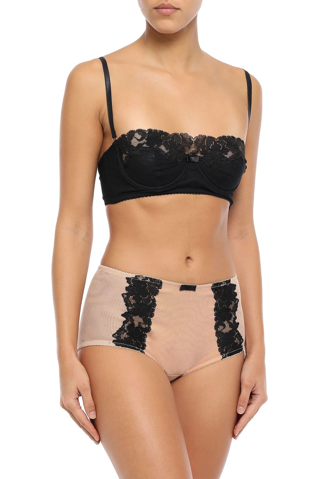 DOLCE&GABBANA Lace-trimmed stretch-tulle high-rise briefs